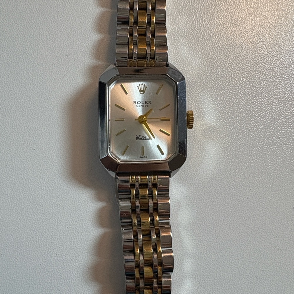 Two tone square face watch